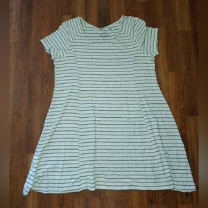 White Striped Tunic Shirt Dress, Decree, Size XL